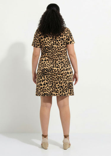 Robe courte en jersey imprimé léopard Leopard