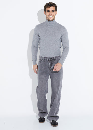 Jean denim coupe large style baggy Gris