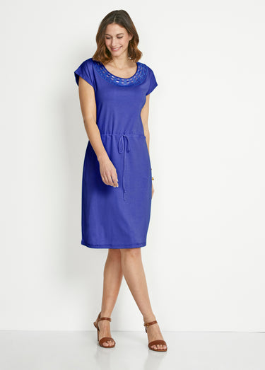 Robe de plage courte manches kimono Marine