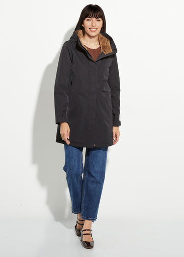 Parka chaude déperlante doublure fourrure Noir