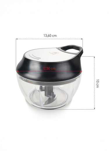 Hachoir mécanique inox + couvercle conservation Noir