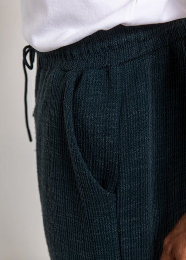 Pantalon en maille lien à la taille Bleu