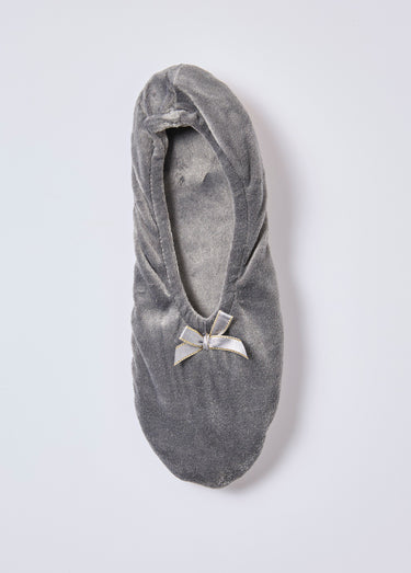 Chaussons façon ballerines en velours Gris