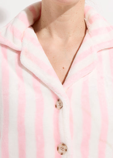 Pyjama 2 pièces en polaire rayé Rose