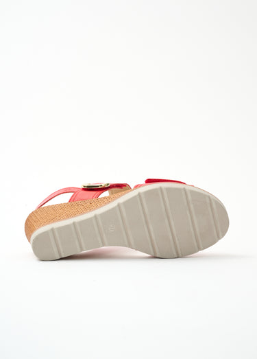 Sandales compensées largeur confort Rouge