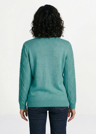 Gilet zippé chaud col montant torsades Vert