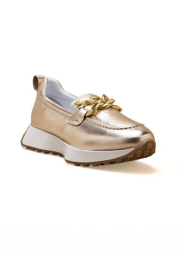 Mocassins en cuir compensés patte métal Dore