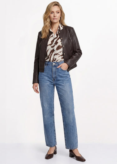Jean droit, taille ajustable par pressions Bleu Clair