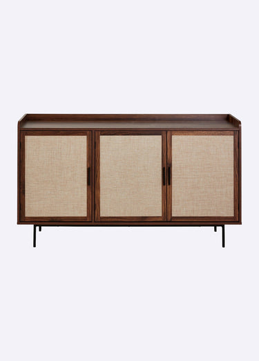 JETSON Buffet 3 portes tissu effet noyer Bois Fonce