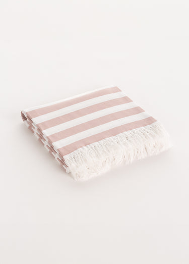 Grande fouta de plage rayée en coton Raye Marron