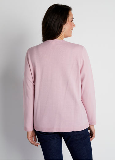 Gilet cardigan boutonné court uni Rose