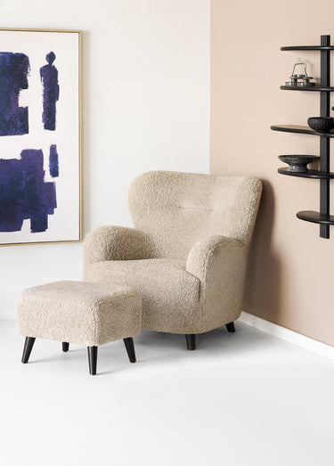 Pouf rectangle bouclette mèches LUNARO Brun clair