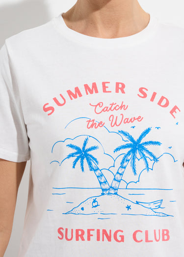 T-shirt blanc, sérigraphie Surfing Club Blanc