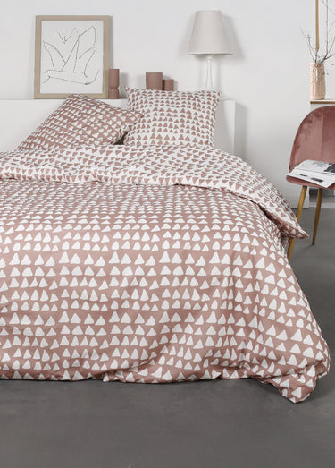 Parure flanelle 240 x 220cm, Triangles Beige