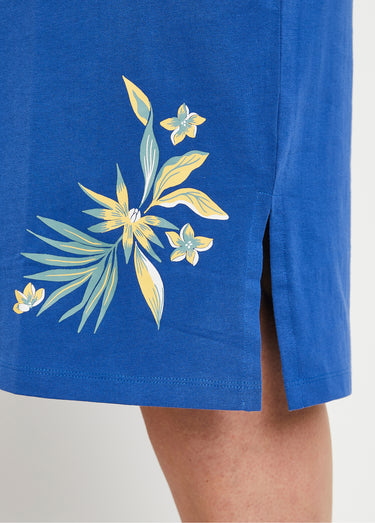 Robe de plage courte coton Bleu