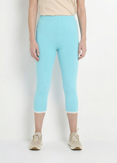 Legging court galon ajouré coton stretch Turquoise