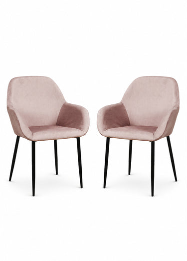 Set 2 Fauteuils velours cotelé, pieds métal Rose