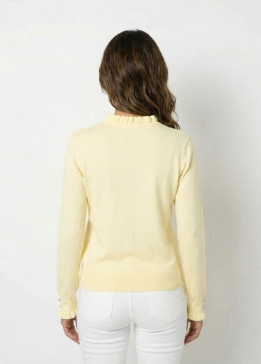 Pull col montant plissé maille plumetis Jaune