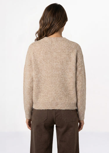 Pull col rond manches longues avec laine Beige