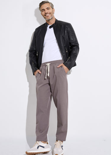 Pantalon sportswear en maille, élastiqué Gris