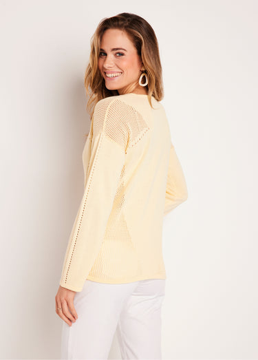 Pull fin ajouré manches longues Vanille