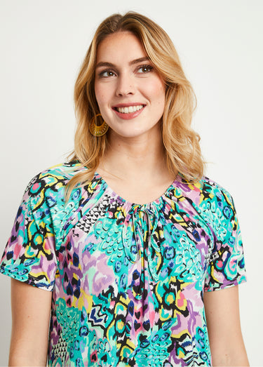 T-shirt long ample imprimé Parme/Vert