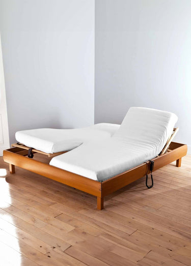 Drap housse percale double pour lit articulé Beige Lin