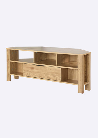 Meuble TV d'angle 1 tiroir, décor chêne Bois Clair