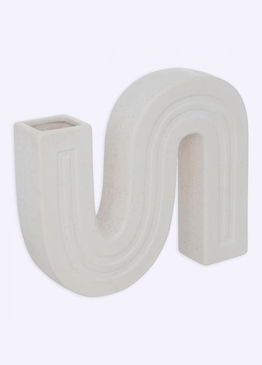 Soliflore original en céramique forme S Blanc