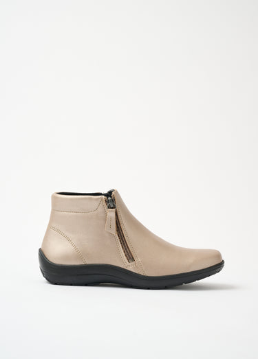 Low boots largeur confort zippés cuir fantaisie Beige Irise