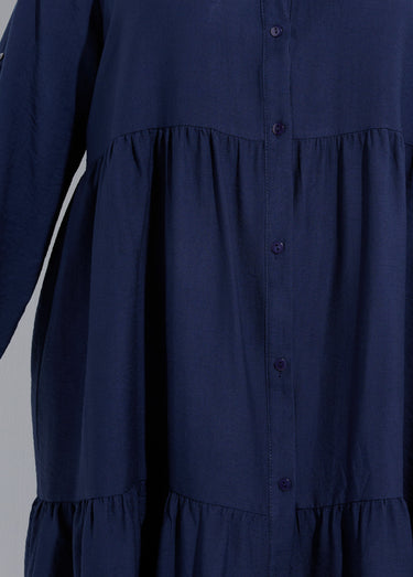 Robe chemisier volantée, inspiration folk Marine