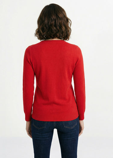 Gilet boutonné mi-long maille douce Rouge