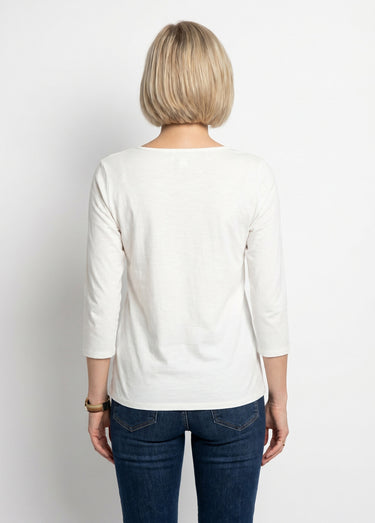 T-shirt coton et dentelle manches 3/4 Blanc