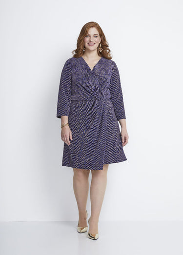 Robe courte effet cache-coeur maille pailletée Bleu