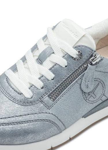 Baskets lacets et zip avec logo perforé Argente