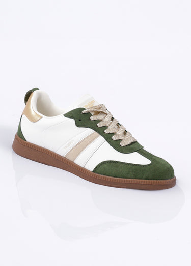 Sneakers style rétro, lacets métallisés Vert