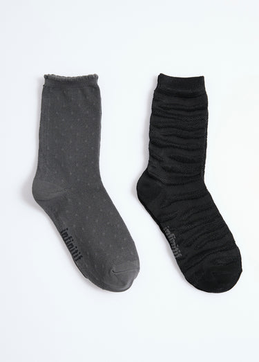 Chaussettes fines avec motifs assortis Noir/Gris