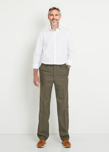 Pantalon ceinture ajustable invisible tissu sergé laine Kaki