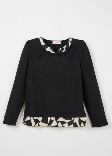 T-shirt chaud effet 2 en 1 manches longues Noir
