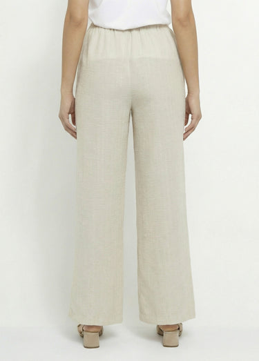 Pantalon tailleur rayé aspect irrégulier Beige