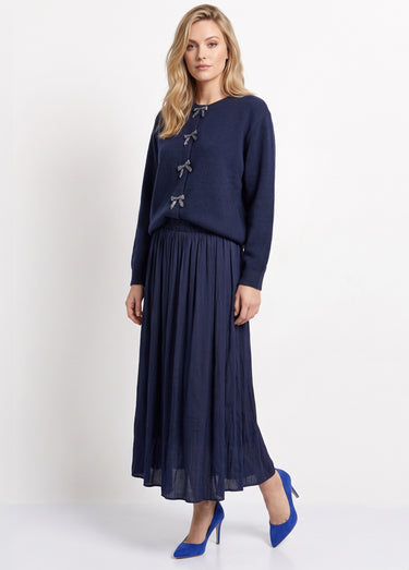 Gilet avec détails nœud perles de rocaille Marine