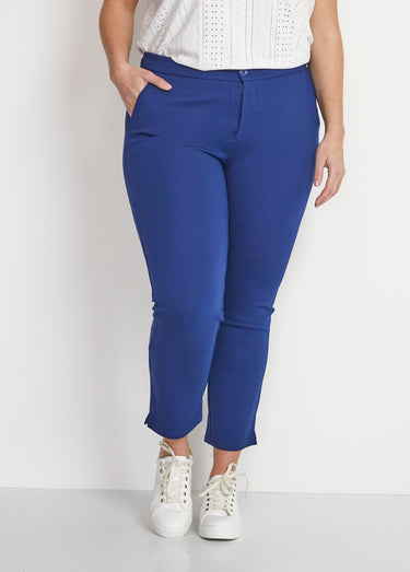 Pantalon droit 7/8ème maille milano Bleu Marine