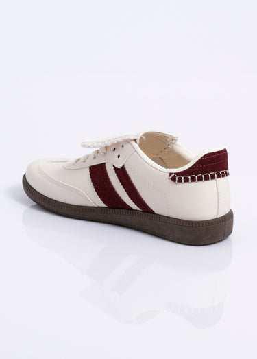 Sneakers avec languette inspiration rétro Beige/Bordeaux