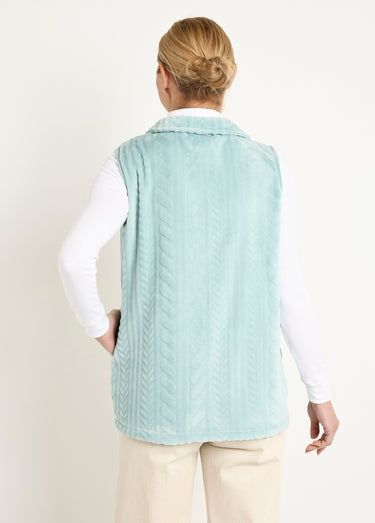 Gilet sans manches zippé polaire toucher peluche Vert