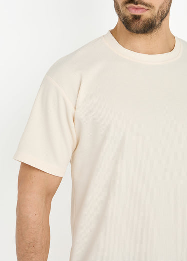 T-shirt maille texturée manches courtes Ecru