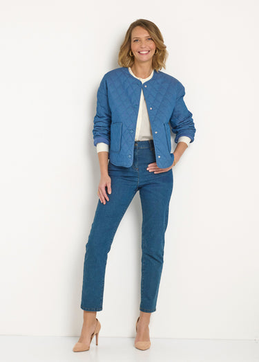 Veste matelassée à pressions en denim Bleu Jean