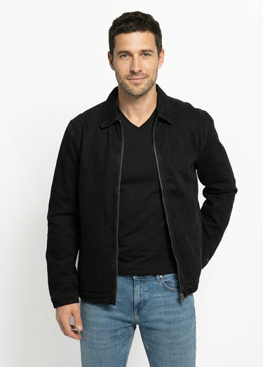 Blouson en jean zippé, cœur poitrine Noir