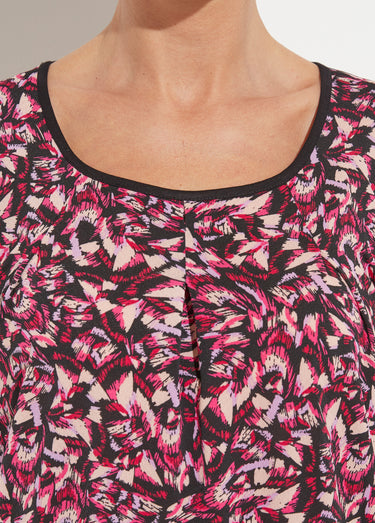 T-shirt long et ample imprimé graphique Rose/Beige