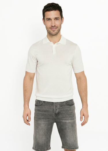 Polo en maille fine, manches courtes Blanc