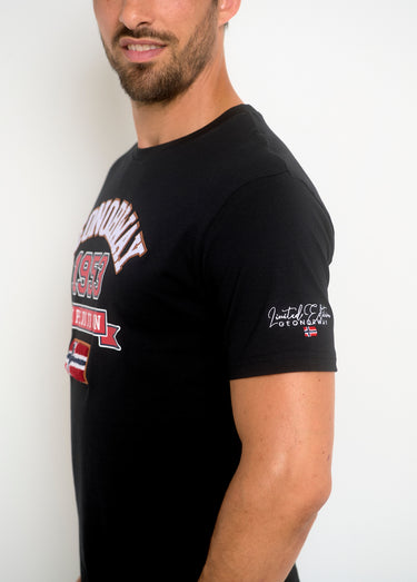 T-shirt inscriptions vintage col rond Noir